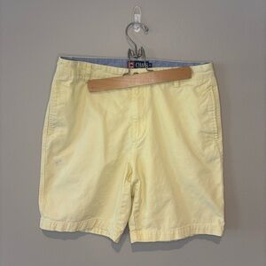 CHAPS Men’s Pale Yellow Butter Yellow Preppy Casual Flat Front Shorts‎ Size 34